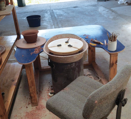 5 The finished table works great—allowing plenty of room for tools and thrown work.