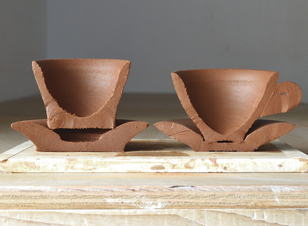 1 Throwing plan: Leave extra clay at the base of pots to support the forms while throwing. Trim the excess into convex exteriors.