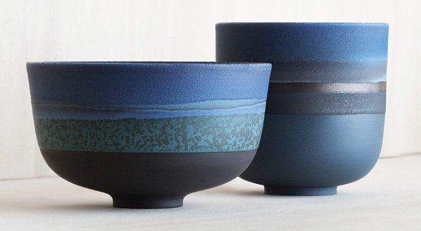 4 Blue cups from the Dusk-Colorfull series to 3 3/4 in. (9.5 cm) in height.