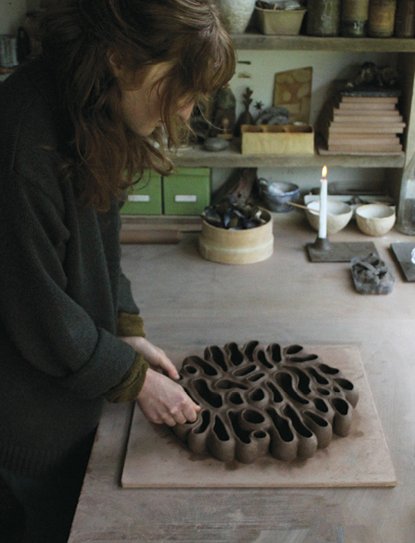 4 Katie Rose Johnston working on a Curiosity Cloud sculpture in the studio.