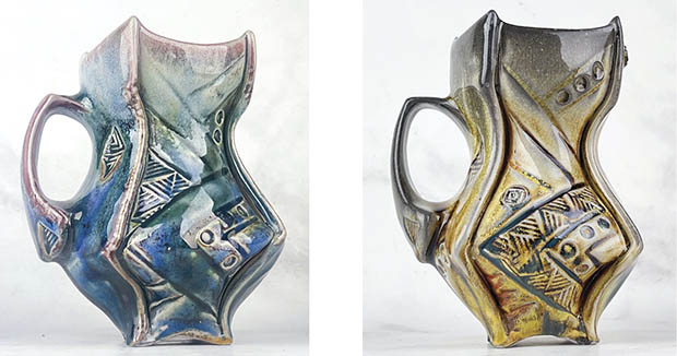 Thrown, Altered, Stamped and Sculpted Mugs