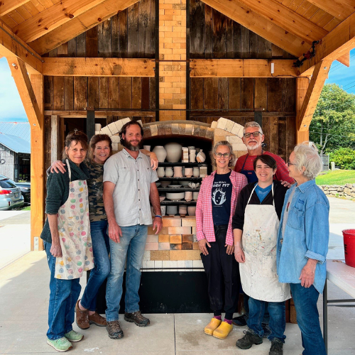 Class gathers in front of The Bascom’s new Soda Kiln